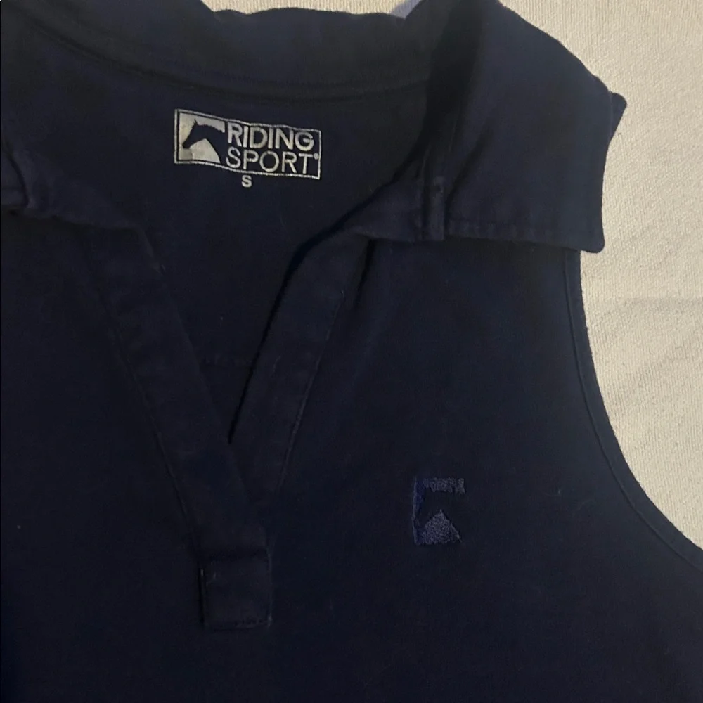 Navy Collared V-Neck Tank Top - Picture 2 of 16